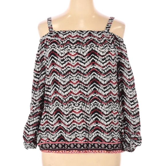 Sanctuary Multicolored Tori Chevron Cold Shoulders Top Womens XL NEW - Picture 6 of 6